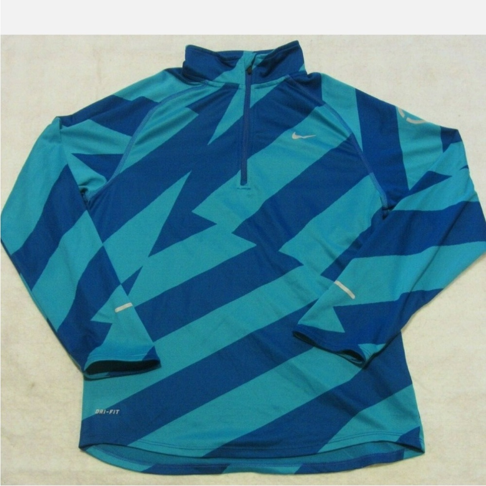 Nike Running Dri-Fit 1/4 Zip Up Pullover Navy and Teal Youth XL